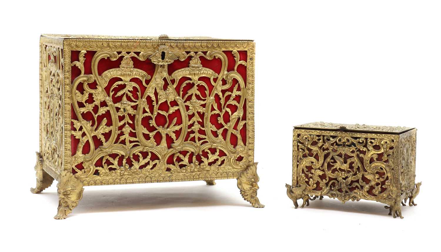 Lot 313 - A French brass casket