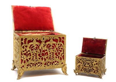 Lot 313 - A French brass casket