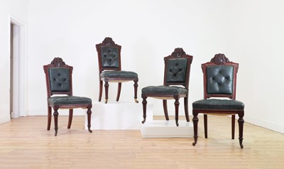 Lot 151 - A set of four Victorian walnut dining chairs