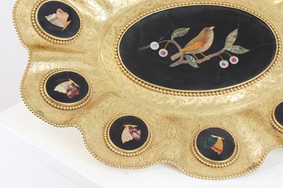 Lot 132 - A grand tour gilt-metal and pietra dura dish