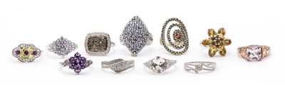 Lot 237 - A collection of silver gem-set rings