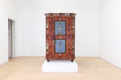 Lot 491 - A painted pine marriage cabinet