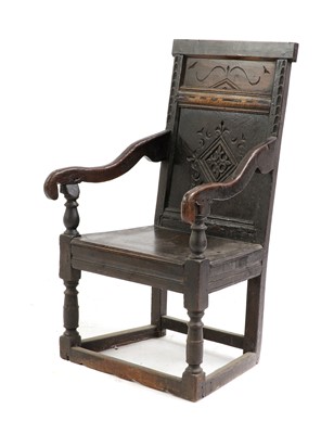 Lot 505 - An oak Wainscot armchair