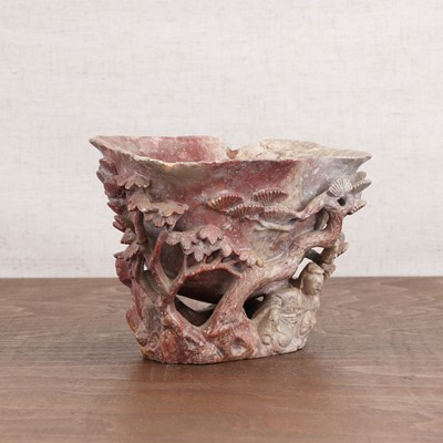 Lot 187 - A Chinese soapstone libation cup