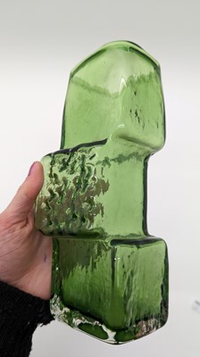 Lot 150 - A Whitefriars Textured range Meadow Green Drunken Bricklayer vase