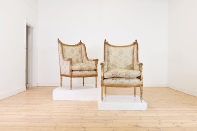 Lot 174 - A pair of French giltwood bergère armchairs