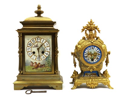 Lot 224 - A late Victorian brass mantel clock