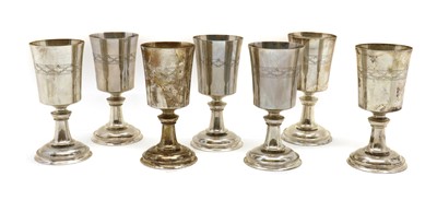 Lot 5 - A set of seven silver 'Hertford Elizabethan Chalice' cups