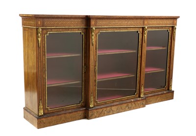 Lot 348 - A Victorian inlaid walnut breakfront credenza