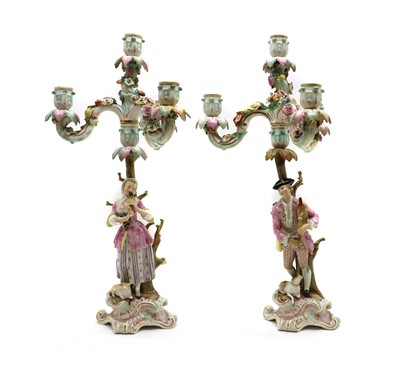 Lot 125A - A pair of German porcelain candelabra