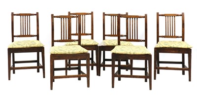 Lot 540 - A set of six oak country Sheraton dining chairs
