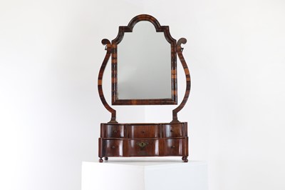 Lot 374 - A walnut table dressing table mirror
