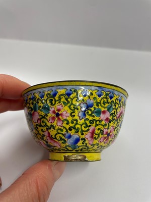 Lot 84 - A Chinese painted enamel tea bowl and tray