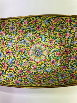 Lot 84 - A Chinese painted enamel tea bowl and tray