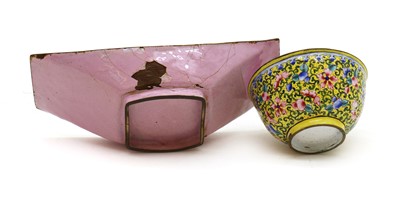 Lot 84 - A Chinese painted enamel tea bowl and tray