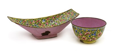 Lot 84 - A Chinese painted enamel tea bowl and tray