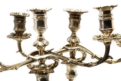 Lot 6 - A pair of Elkington silver plated candelabra