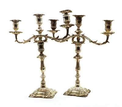Lot 6 - A pair of Elkington silver plated candelabra