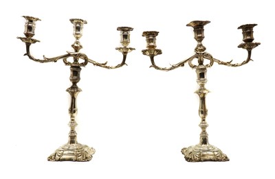 Lot 6 - A pair of Elkington silver plated candelabra