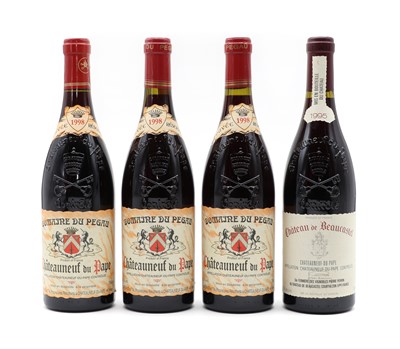 Lot 160 - Domaine du Pegau, 1998 (3) together with Chateau de Beaucastel, 1995 (1)