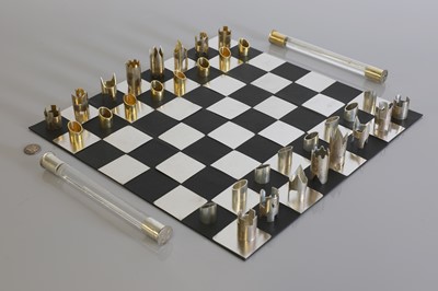 Lot 593 - A silver and silver-gilt chess set