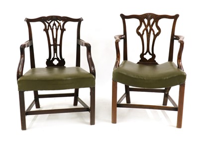 Lot 369 - Two similar Georgian mahogany armchairs