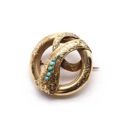 Lot 11 - A gold and turquoise snake brooch