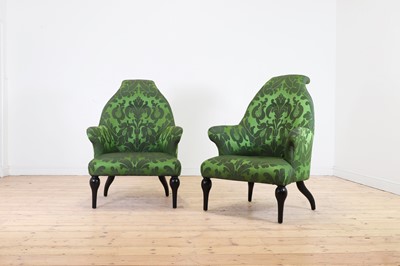Lot 243 - A pair of upholstered armchairs