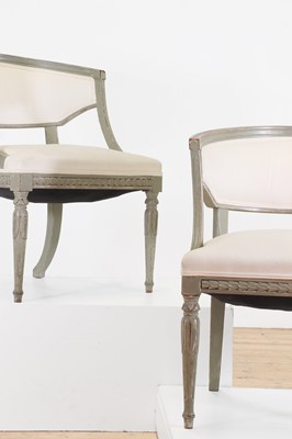 Lot 277 - A pair of Gustavian painted side chairs