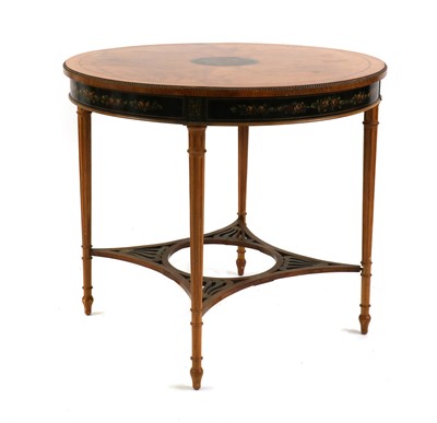 Lot 375 - A Sheraton-style painted satinwood centre table