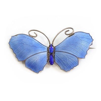 Lot 224 - A silver enamel butterfly brooch, by John Aitkin & Sons