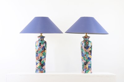 Lot 173 - A pair of porcelain table lamps