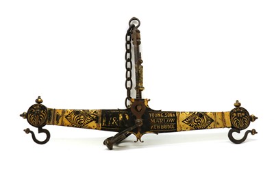 Lot 291 - A large Victorian parcel-gilt commercial balance beam scale