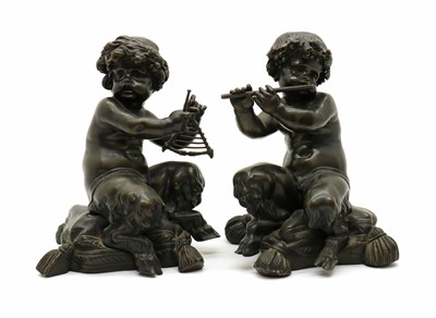 Lot 276 - A pair of bronze fawns