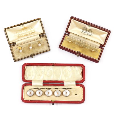 Lot 276 - Three cased sets of gold gentlemen's dress studs