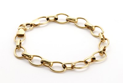 Lot 418 - An Italian hollow gold oval hoop link bracelet