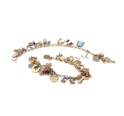 Lot 178 - Two gold charm bracelets