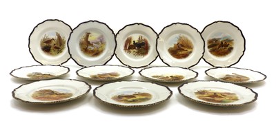 Lot 111 - A set of twelve Royal Worcester porcelain dessert plates