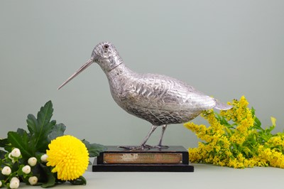Lot 127 - A silver-plated model of a woodcock or snipe