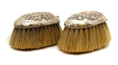 Lot 51 - A pair of Dutch silver mounted brushes