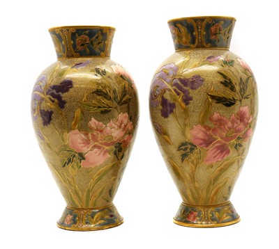 Lot 137 - A pair of Zsolnay Pecs pottery vases