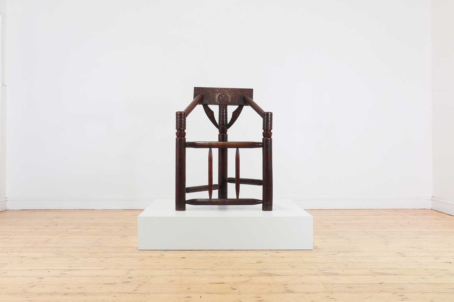 Lot 452 - A medieval-style oak turner's chair