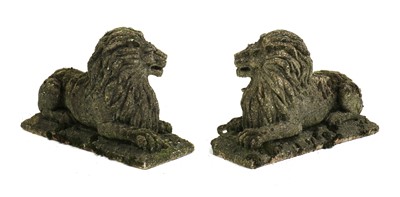 Lot 344 - A pair of reconstituted stone lion figures
