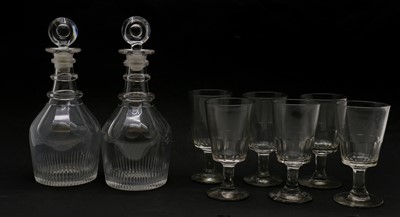 Lot 147 - A pair of Regency cut glass decanters