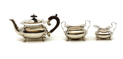 Lot 45 - A silver three piece bachelor's tea service