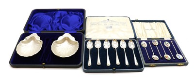 Lot 43 - A cased set of six silver coffee spoons