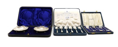 Lot 43 - A cased set of six silver coffee spoons