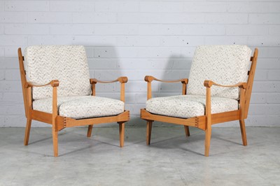 Lot 334 - A pair of Italian blondewood armchairs