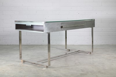Lot 466 - A brushed aluminium and chrome desk