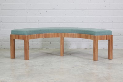 Lot 543 - A contemporary straw parquetry veneered bench